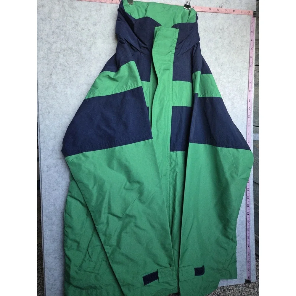 Extreme Limit Youth Water Resistant Hooded Jacket Green Navy Size 14/16 - Picture 5 of 9